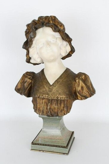 Antique Alabaster/Gilt Bronze Woman