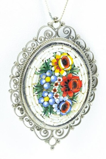 Antique Italian Micro Mosaic Pendant Or Brooch