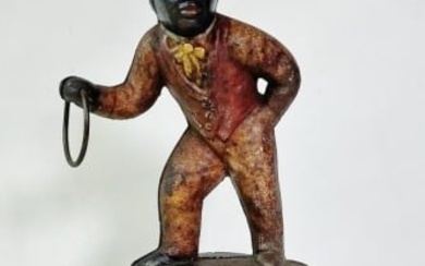 Antique Painted Cast Iron Black Americana Figure