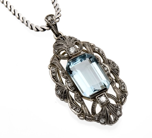 Aquamarine diamond pendant WG 585/000 with a fine,...
