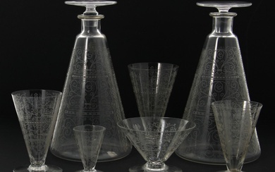 BACCARAT - Modèle LIDO, années 30 - Service de verres en cristal de 51 pièces...