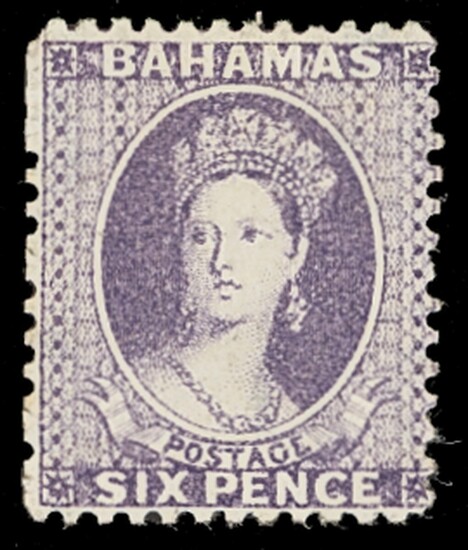 Bahamas 1863-77 Watermark Crown CC Perforated 12½ 6d. lilac, unused with large part original gu...