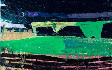 Barbara Rae RA RSA RSW, Scottish b.1943 - Ceide Cliff, 2002; mixed media on canvas, signed lower left 'Rae', 30 x 30.5 cm (ARR) Provenance: Art First Contemporary Art, London (according to the label attached to the reverse)