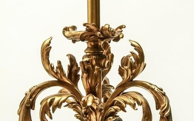 Baroque Manner Three Light Brass Chandelier
