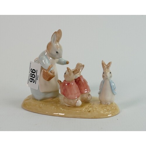 Beswick Beatrix potter tableau figure: Mrs Rabbit and her fo...