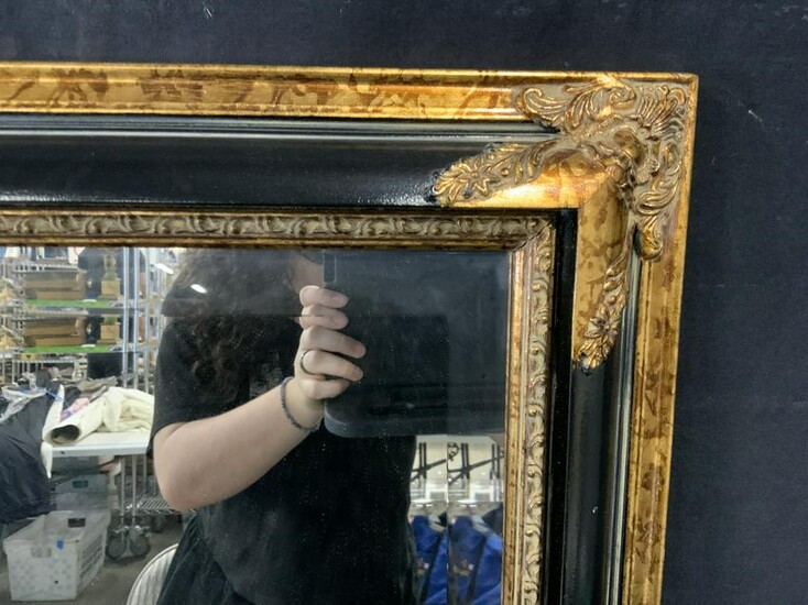 Black and Gilt Wood Mirror