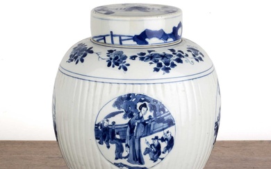 Blue and white porcelain ovoid jar and cover Chinese, Kangxi...