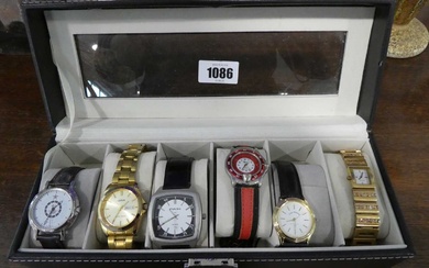 Box containing 6 gentlemans watchesBox containing 6 gentlemans watches