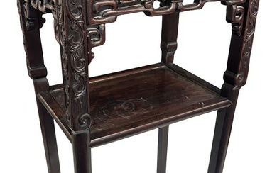 CHINESE 19TH C. ROSEWOOD MARBLE TOP TABLE