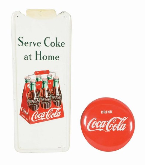 COCA-COLA SIX-PACK PILASTER AND BUTTON.
