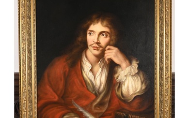 COPIE d’après Antoine COYPEL. (1661-1722). (D’après). «Portrait de Jean-Baptiste Poquelindit Molière ». Huile sur toile...