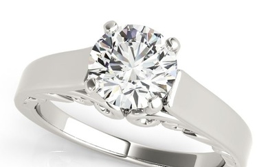 Certified 0.75 Ctw SI2/I1 Diamond 14K White Gold Solitaire Ring