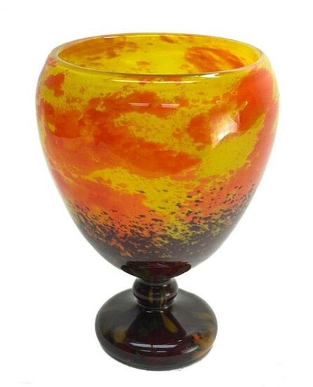 Charles Schneider Art Glass Orange & Yellow Mottled