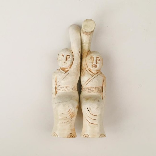 Chinese Archaic Jade 'Dancing Lady' Statue Pair