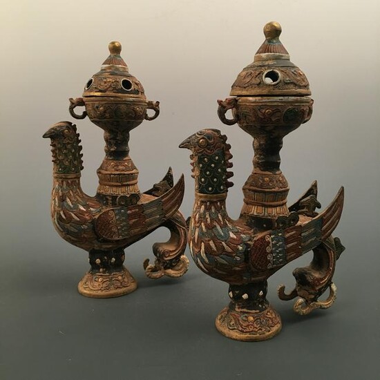 Chinese Bronze Vase Pair