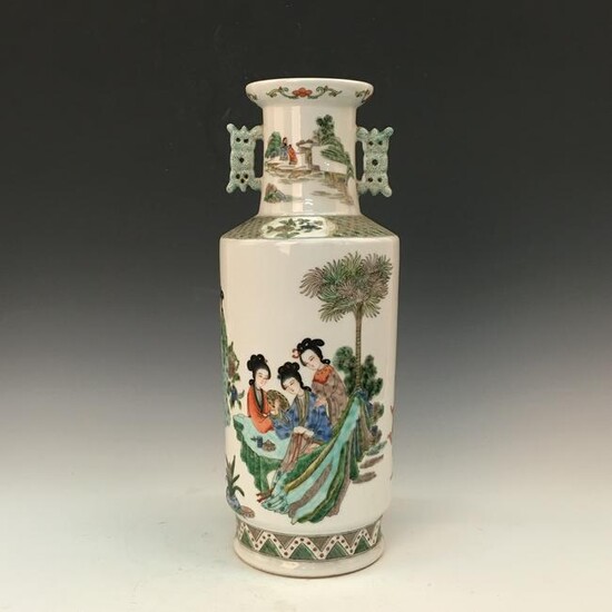 Chinese Famille Rose 'Figures' Vase, Qianlong Mark