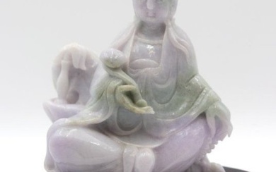 Chinese Natural Lavender color Burma jadeite jade figurine 7.5 tall