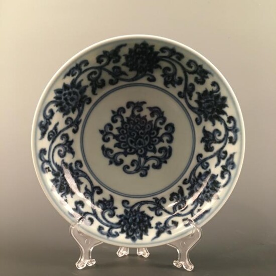 Chinese Blue-White 'Floral' Plate, Xuande Mark