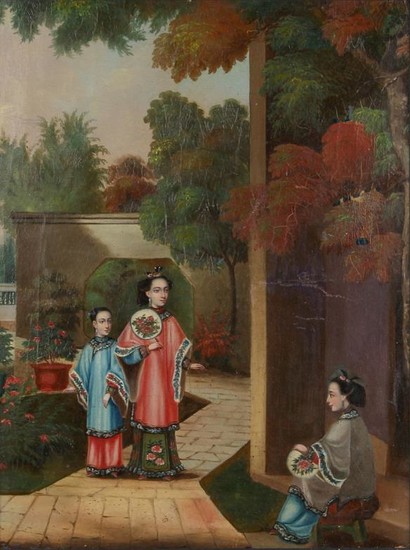 Chinese school (mid 19th century) - THREE FIGURES IN...