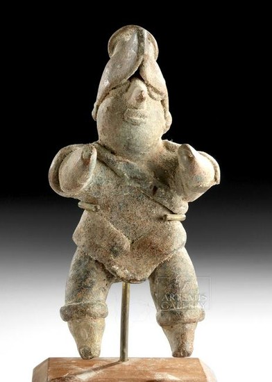 Colima Pottery Warrior Whistle Figure w/ Spiked Mace