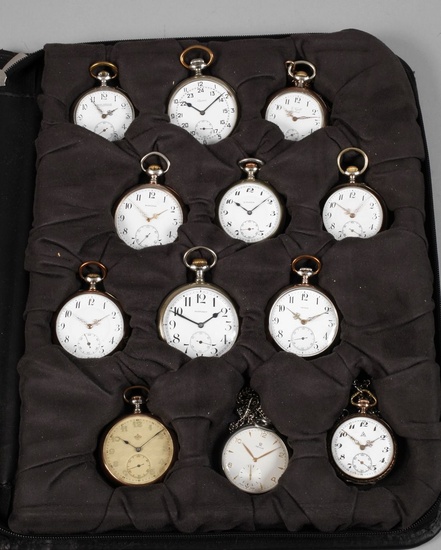 Collection de montres de poche 12 montres de poche ouvertes, 1ère moitié du 20e siècle,...