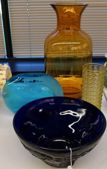 Collection of Art Glass, including Blenko Vase, Acid Etched 'Wave' Vase and other Table Articles