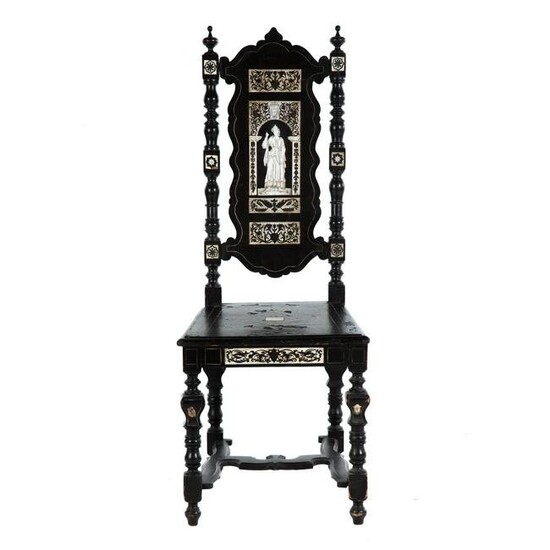 Continental Renaissance Revival Bone- Inlaid Chair