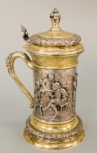 Continental silver tankard top and bottom gilt