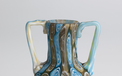 Decorative Handle Vase ''Murrine'' Fratelli Toso, Murano, 1910 Colorless glass w...