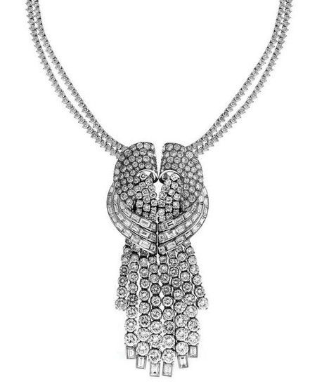 Diamond Pendant with Double Diamond Tennis Necklace