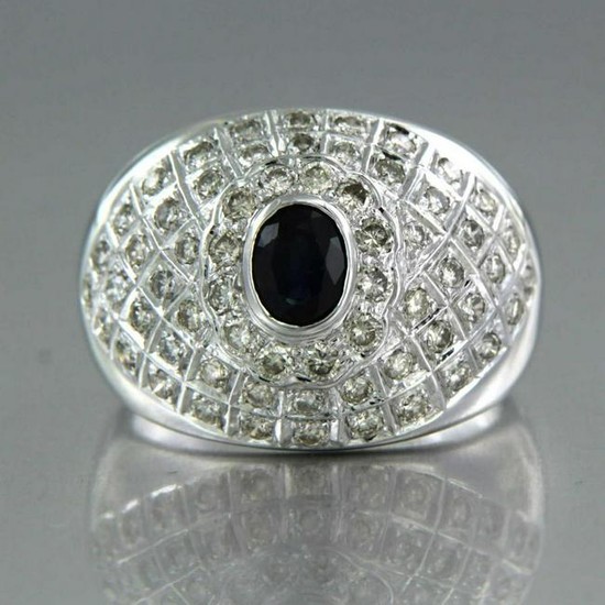 Diamond ring with sapphire