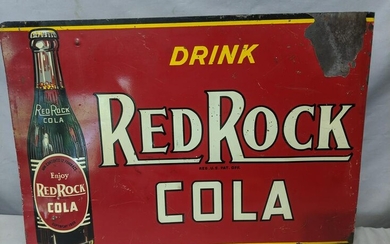 Early Red Rock Cola Painted Metal Flange Advert Sign