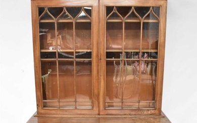 Early Victorian mahogany two height secretaire bookcase