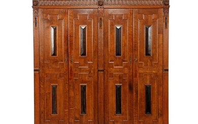 (-), Eiken 4-deurs kast met Renaissancestijl kenmerken, gestoken...