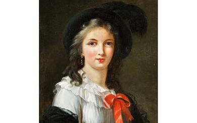 Elisabeth Vigeé-Lebrun, 1755 Paris – 1842 ebenda, Werkstatt, BILDNIS EINER JUNGEN DAME MIT ROTER SCHLEIFE