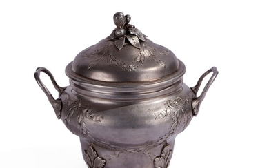 Embossed and chiseled silver sugar bowl, France late 18th century