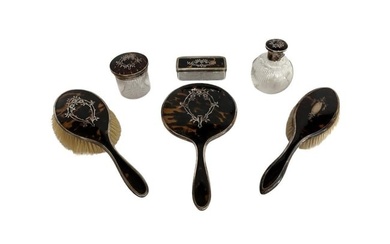 English Edwardian 1900s Silver Vanity Set