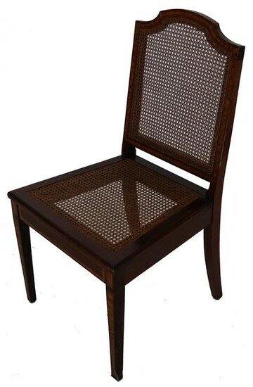 English Inlaid and Caned Side Chair