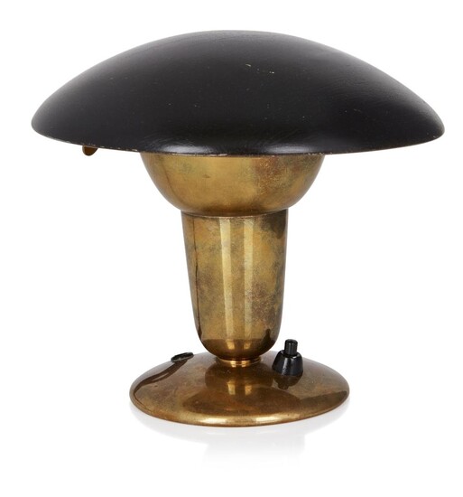 Erik Tidstrand for AB Nordiska Kompaniet, Adjustable table lamp, circa 1930, Brass, enamelled metal, electrical fittings, Manufacturer's mark to underside, 20cm high, 19cm diameter It is the buyer's responsibility to ensure that electrical items...