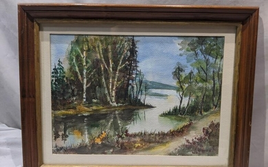F Vincent Stream & Lake Watercolor Painting