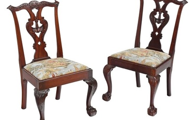 Fine Pair of New York Chippendale Mahogany Side Chairs