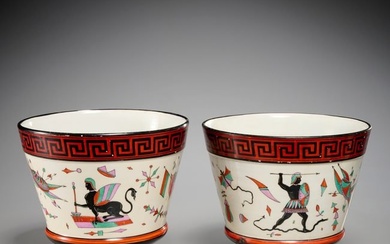 Fischer & Mieg, pair Etruscan Revival cachepots