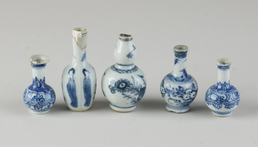 Five 18th century bibelots/miniature vases