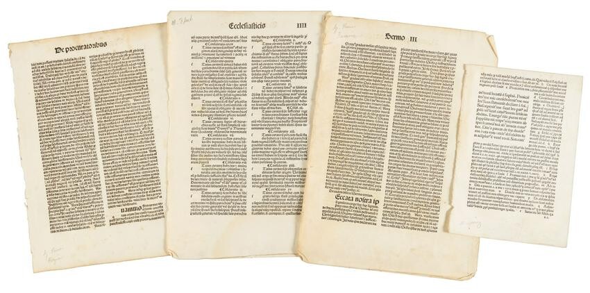 Four leaves of French 15th century printing