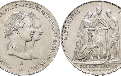 Franz Joseph I. 1848-1916, Wien.Gulden 1854 A auf die Hochzeit...