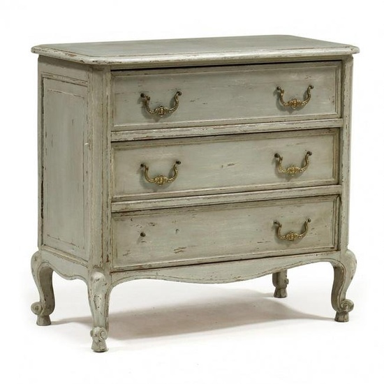 French Provincial Style Carved and Painted Diminutive Commode