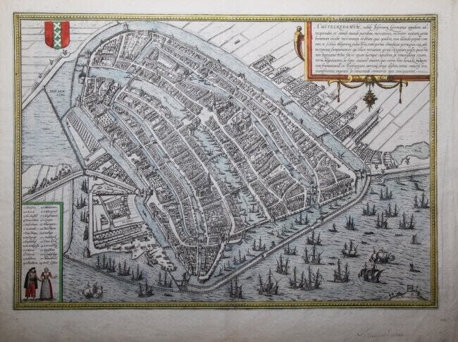 G. Braun & F. Hogenberg: Map of Amsterdam, Year 1580