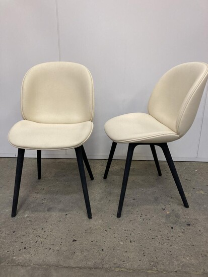 NOT SOLD. GamFratesi: "Beetle". A pair of dining chairs upholstered with light beige fabric, black lacquered wooden legs. H. 88 cm. (2) – Bruun Rasmussen Auctioneers of Fine Art