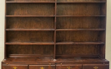 George III Style Mahogany Open Book Case on Chest, 82 1/2 x 71 1/2 x 12 3/4 in. (209.6 x 181.6 x 32.4 cm.)