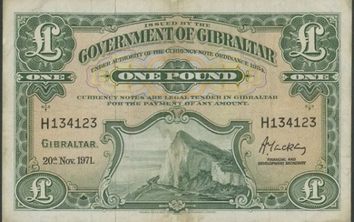Gibraltar, Government of Gibraltar,1 Schilling 20.11.1971 und 1 Pound 15.9.1979,...